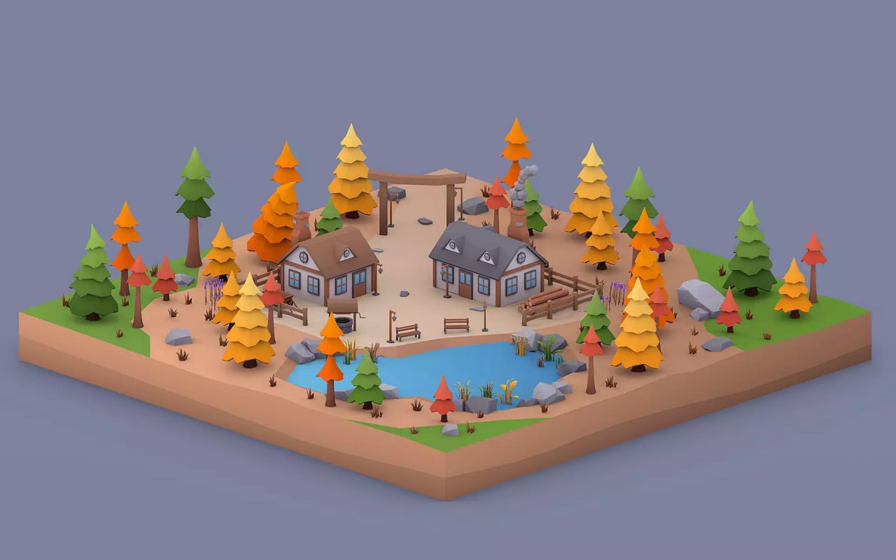 Low Poly Autumn Locations Pack📱 - изображение 4